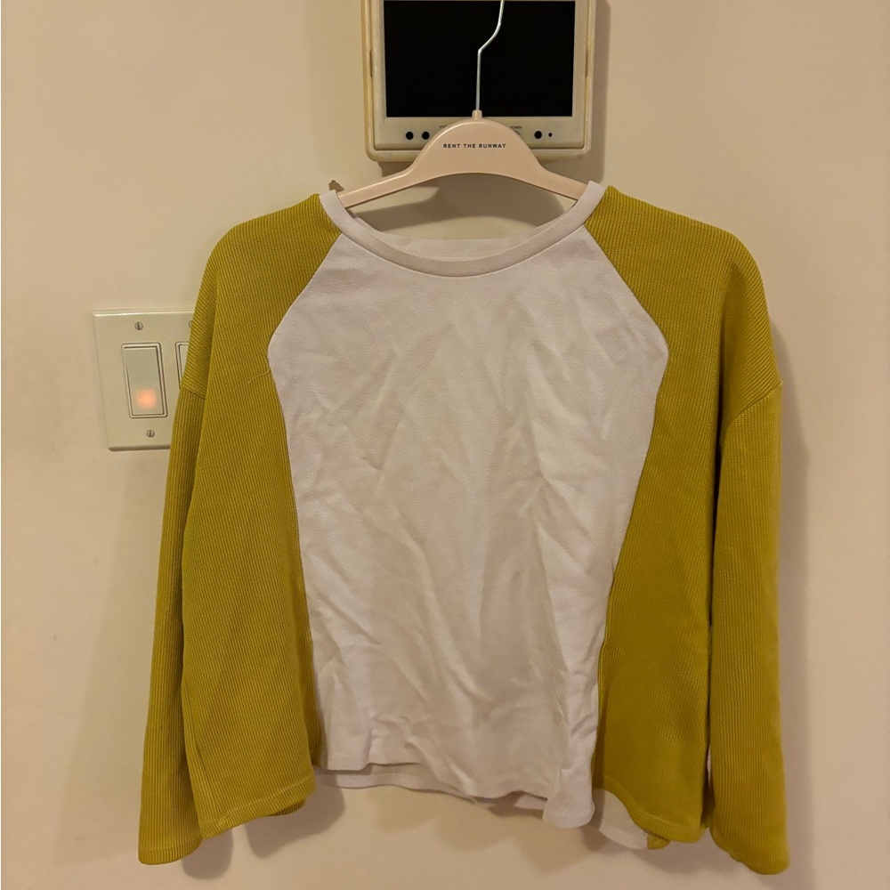 Zara colorblocked yellow and white sweatshirt